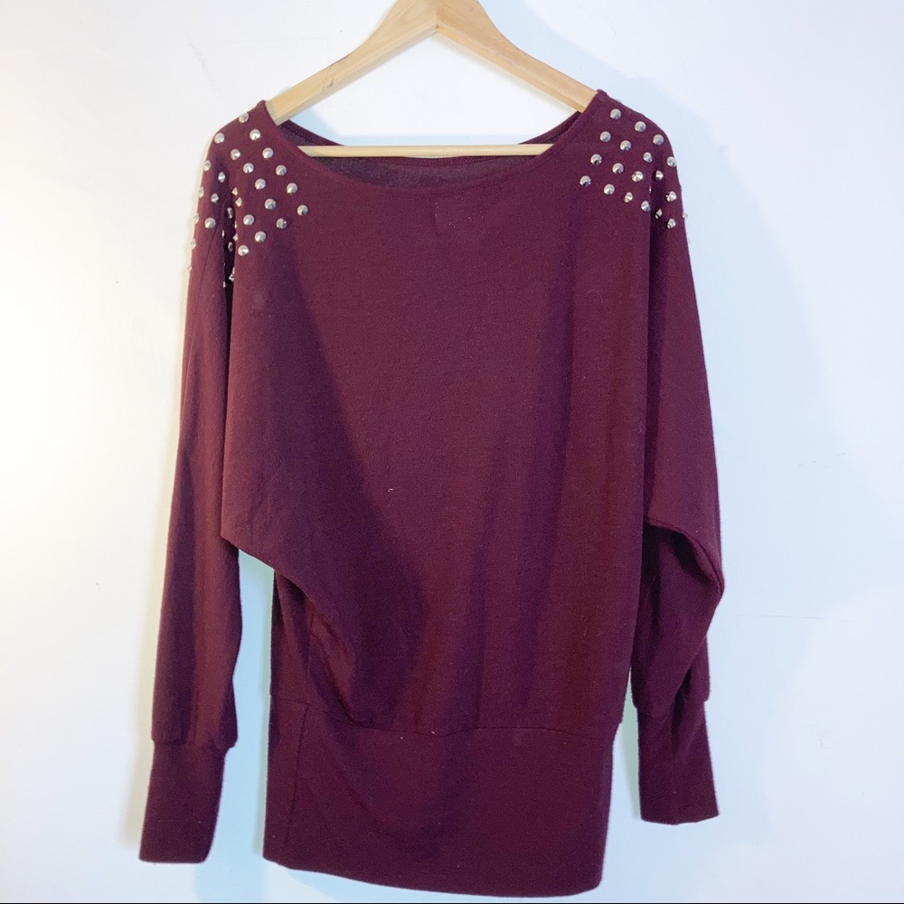 Studded burgundy sweater